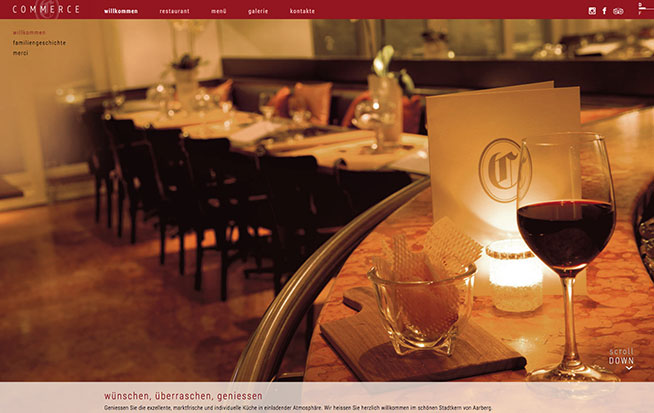 Sito web per il ristorante Commerce Aarberg